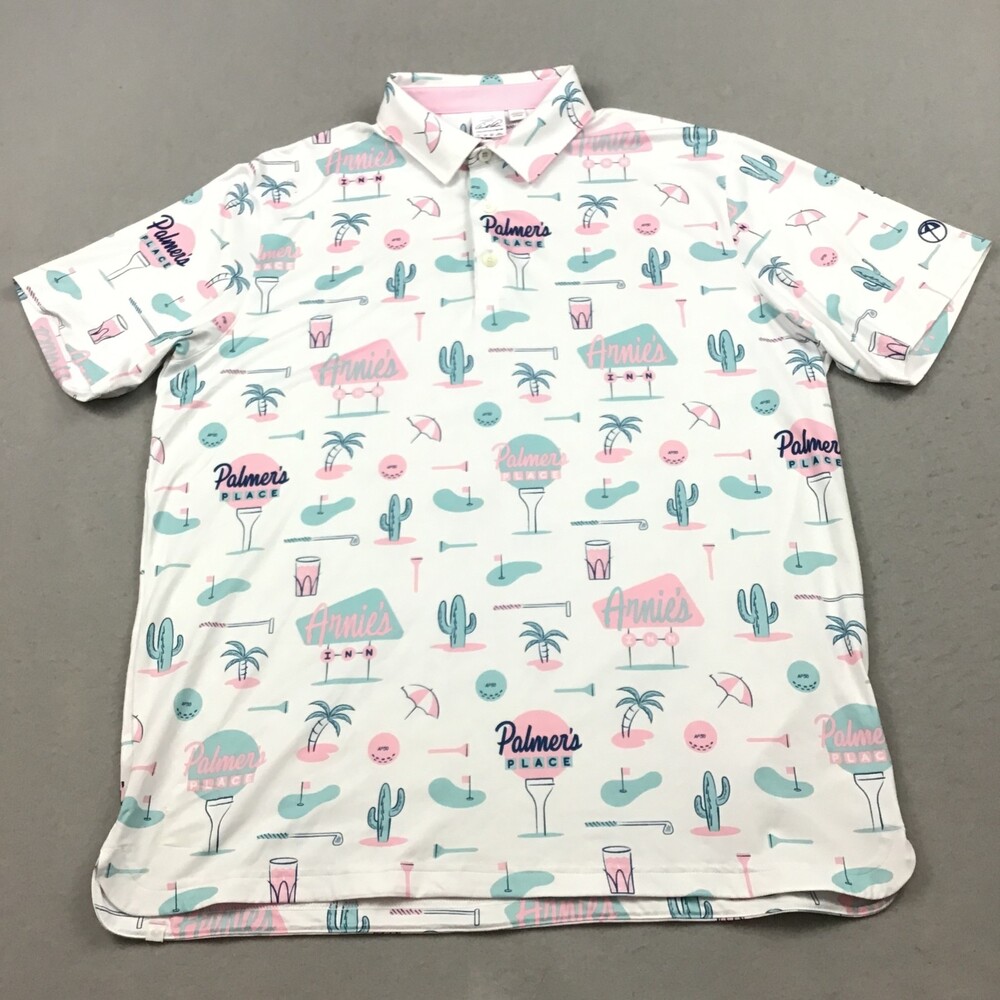 Puma Polo Men L White Palmer's Place Arnold Palmer Golf Annie's Inn Shirt L *